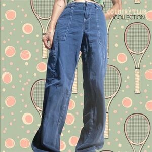 Garage Grunge Styled Blue Cargo Jeans